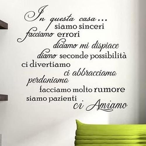 Scritte Adesive per Pareti in Italiano - Adesivi Murali Frasi Adesive da Parete Nero DIY Decorazioni Parete Adesivi da Parete Adesivi Murali Soggiorno Camera da Letto Cucina
