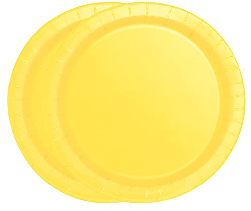 WedDecor Paquete de 20 Platos de Papel, 18 cm (18 cm), Resistentes Platos de Papel Desechables Redondos parabarbacoa, Baby Shower, Boda y Eventos de Navidad, Amarillo neón