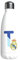 Real Madrid CyP Brands Bouteille d'eau en acier inoxydable, fermeture hermétique, lettre T en bleu, 550 ml, Blanc