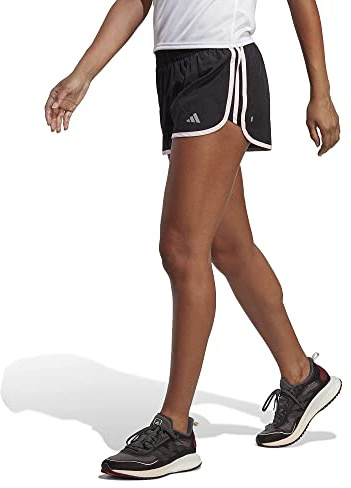adidas Pantaloncini da corsa Marathon 20 da donna, Nero/Rosa trasparente, Medium/3 Inseam