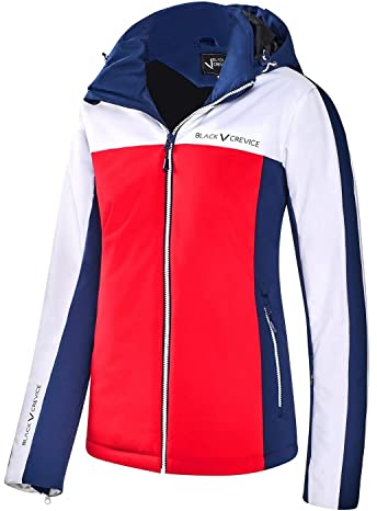 Black Crevice Damen Skijacke, 10.000mm Wassersäule, atmungsaktiv, blau/rot, 46