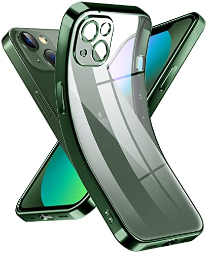 Supdeal Crystal Clear Hülle für iPhone 13 Mini, Niemals gelb mit Kameraschutz, Silikon Durchsichtig Handyhülle Weicher Passform, Ultra Dünn und Leicht Case Cover, 5,4 Zoll, Dunkel Grün
