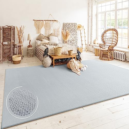 Paco Home Teppich Wohnzimmer Schlafzimmer Kurzflor Skandinavisches Boho Muster Melierte Optik Moderne Einfarbige Deko, Grösse:200x280 cm, Farbe:Grau