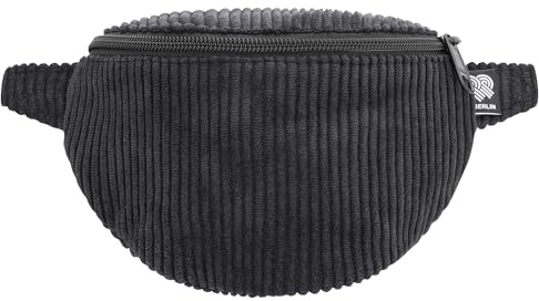 PP-Berlin Bauchtasche mini Schwarz, Cord – Crossbody Hüfttasche Damen