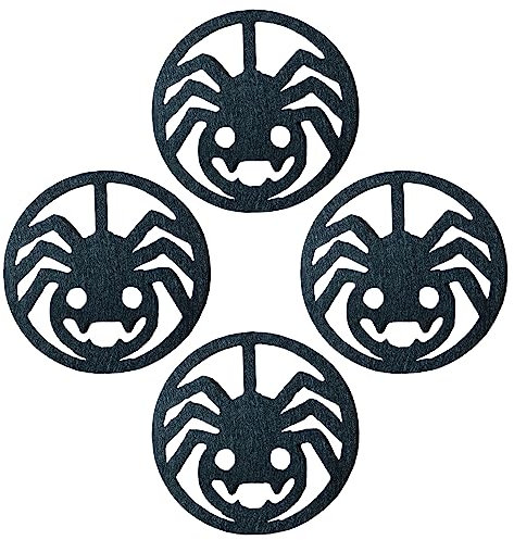 Getränkeuntersetzer - 4 Stück Spinnennetz-Becherpolster - Halloween-Unisex-Untersetzer-Dekoration, wasserabsorbierendes, rutschfestes Auto-Flaschenhalter-Zubehör Mothaf