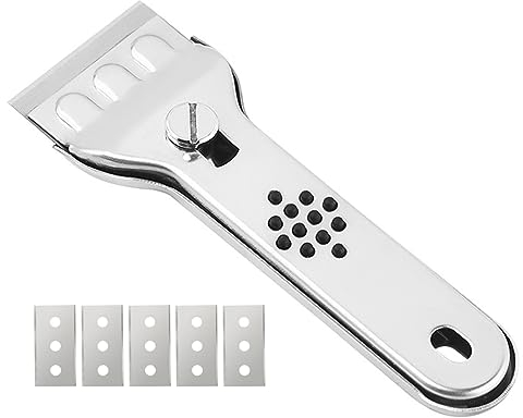 JOCXZI Raschietto Vetro Piano Induzione,Multifunzionale Raschietto, Raschietto Vetro in Acciaio Inox,per Pulizia Ceramica, Forno, Piano a Induzione, Piastrelle, 20 Lame di Ricambio Incluse