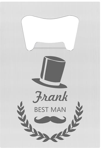 1PCS Personalised Bottle Openers Credit Card Size, Groomsmen Best Man Gifts for Wedding Bachelor Party, Stainless Steel Beer Bottle Opener, Silver