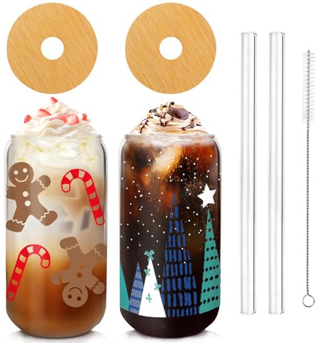 Mason Life Weihnachtsglas, Lebkuchen Mann Weihnachtsbaum Wasser Glas (Farbe)