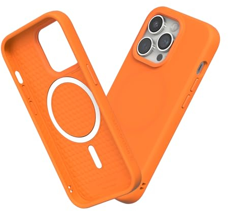 RhinoShield Hülle kompatibel mit [iPhone 14 Pro] | SolidSuit - MagSafe-kompatibel -Stoßdämpfende & schlanke Schutzhülle mit Premium Finish - 3.5 Meter Fallschutz - Neon Orange