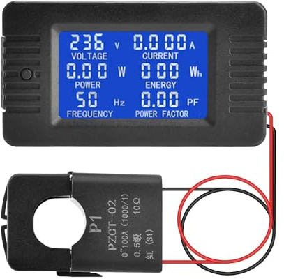 DEWIN Voltmetro Amperometro Energia, PZEM-022 Corrente Tensione Amperaggio Potenza Energia Misuratore di pannello LCD Display digitale Amperometro Voltmetro Multimetro con TA aperto AC80-260V 100A