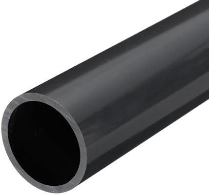 sourcing map PVC Rigid Tube Round Pipe Hardware Tubing 42.6mm ID 50mm(2 inch) OD 350mm Dark Grey High Impact for Water Pipe Crafts Cable Sleeve