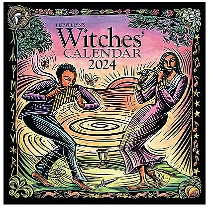 Hexen Wandkalender 2024, 12 Monate Familienplaner Kalender, Kreative Hängekalender mit 12 Original-Illustrationen, 12 Monate Familienplaner Kalender, Hexenkalender Kunst für