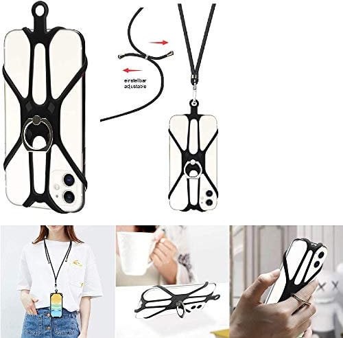 K-S-Trade Lanyard For Asus ROG Phone 8 3in1 Mobile Phone Chain Cord Mobile Cellphone Cord Stand Lanyard Neck Strap Necklace Keychain Phone Ring Compatible With Asus ROG Phone 8 Detachabel, Black 1x