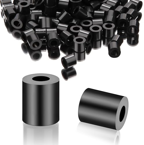 SWTYExt 100 Stück Runde Abstandshalter Nylon Unterlegscheiben M3-7X5mm ABS Distanzhülsen Kunststoff Schwarz Abstandshalter Wand Isolierung Beilagscheiben ohne Gewinde Abstandshülsen für Schrauben
