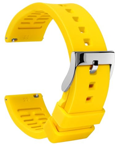 TStrap Silicone Watch Strap 20mm - Yellow Quick Release Watch Band for Mens Womens - Military Waterproof Smart Watches Bracelet Replacement with Clasp Ladies - 18mm 19mm 20mm 21mm 22mm 24mm