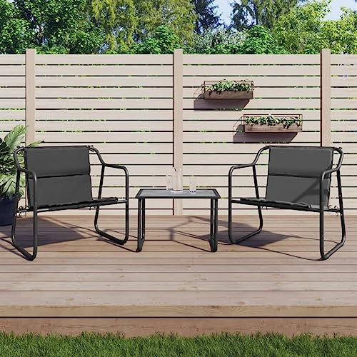 HETFTJN 3-TLG. Garten-Lounge-Set, Tisch Balkon Garten Sitzgruppe Balkontisch Klein Gartensessel Geeignet für Garten Wenig Platz Außen Balkon mit Kissen Anthrazit Stahl