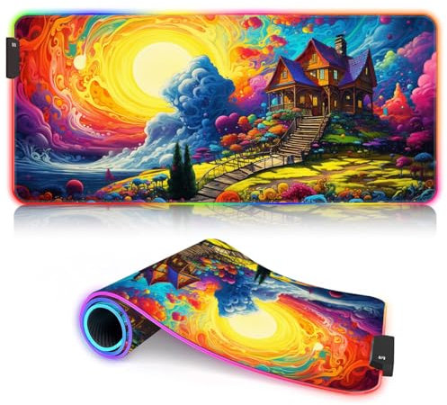 XXL - Tapis Souris Jeu Vibrant Eagle RGB Clavier Tapis Souris XXL (35,4 x 15,7 x 0,12 Pouces) Grand Tapis Bureau étendu Le Travail Jeu à Domicile, au Bureau,