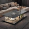 Eiauiuo Couchtisch Modern Wohnzimmertisch Rechteck Design mit Trägerplatte aus Acryl Multifunktionaler Hochglanz LED Beistelltisch für Sofatisch Table Büro Mitteltisch(Color:Grau,Size:80x60x40cm)
