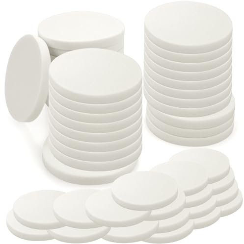 Sibba 48 Pcs Make Up Sponges Cosmetic Powder Puff Loose Powder Puff Makeup Sponge Puff White Cosmetic Pad Round Foam Powder Puff Foundation Blender Cushion For All Skin Types Wet Dry Dual Use