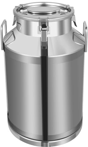 WOLEGM 201 Edelstahl Milchkanne, 60L Schwerlast Milcheimer mit Deckel-Griff, Versiegeltem Deckel Kanister Tragekrug für Honig, Mehl, Getreide