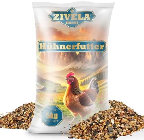 ZIVELA 5kg Hühnerfutter Geflügelkörnerfutter Körnerfutter | Geflügelfutter für Hühner, Gänse, Enten Non-GMO, 100% natürlich | Körnermischung 5 kg