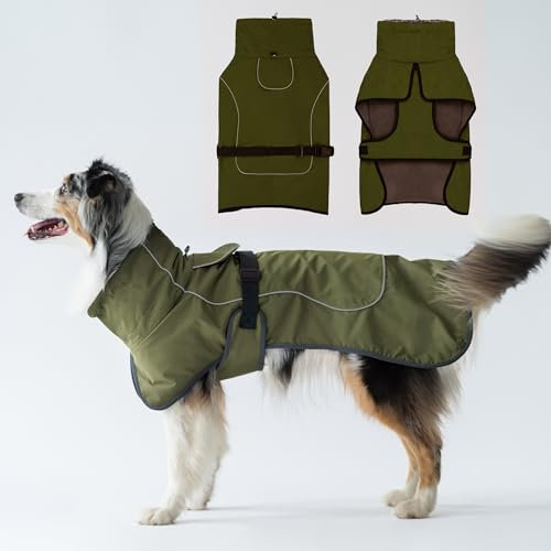 DOGOPAL Hundemantel Wasserdicht | Wintermantel & Hunderegenmantel mit Fleecefutter, Reflektierend und Winddicht, Regenmantel Hund für Kleine, Mittlere und Große Hunde, Perfekt für Kaltes Wetter (65)
