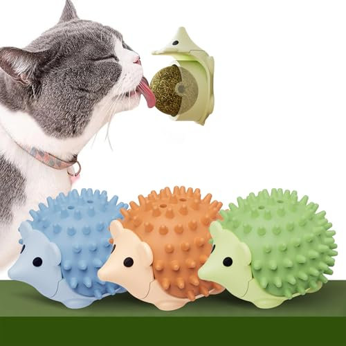 NEOVSUNY 3 Pcs Boule Herbe à Chat à Lécher, Boule Herbe a Chat Murale Jouet pour Chat Interieur Catnip Ball Rotatives à 360 ° C'est Le Premier Choix pour Garder Les Anima 