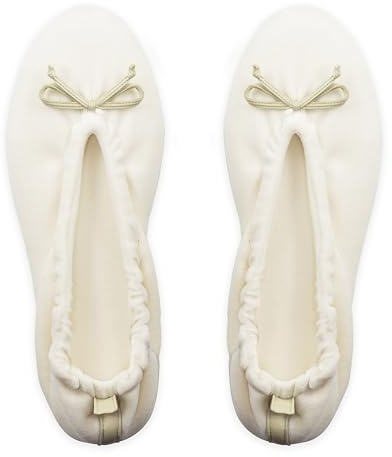 GLOVE STORY Pantofole Ballerina da Interno da Donna in Velluto con Suola in Morbida Pelle e Fiocco - Materiale Morbido e Confortevole - Pantofole Ballerina da Donna Morbide - Realizzate a Mano
