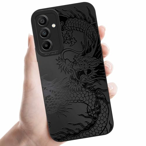 Coalbooliy Handyhülle für Samsung Galaxy A15 5G hülle 6,5'', Aesthetic Drachen Muster Design Schwarz Weiche TPU Silikon Stoßfest Kameraschutz Schutzhülle Bumper Ultra Dünn Mädchen Case, 05