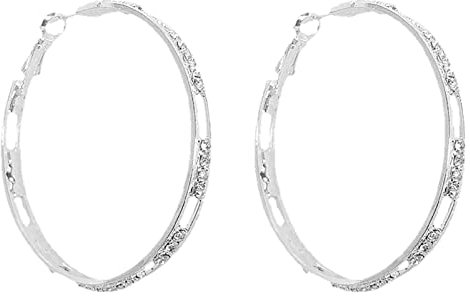 Pendientes de tuerca largos con forma de C para lóbulos gruesos, talla única, Metal, Sin piedra preciosa