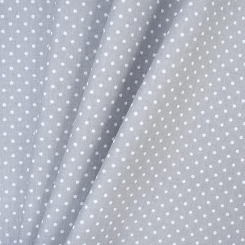 Fabreco - Baumwollstoff Meterware - 220g/lfm | Stoff Meterware mit Muster: Getupft 4mm grau | Weich, langlebig & hautfreundlich