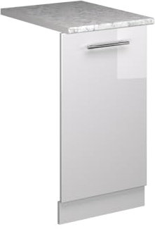 Vicco Panel Frontal del lavavajillas Fame-Line, Blanco Alto Brillo, 45 cm, ET Mármol