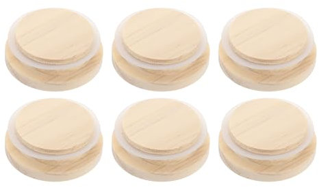 sourcing map 6 Pack Bamboo Mason Jar Lids, 62mm/2.44inch Wooden Mason Jar Lid Bamboo Lids Wide Mouth Mason Jars with Silicone Sealing Rings for Dry Food Storage