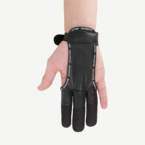 BEARPAW PRODUCTS Schießhandschuh Easy Leder Komfort präziser Ablass Fingerschutz für Recurve Langbogen traditionelles Bogensport Training