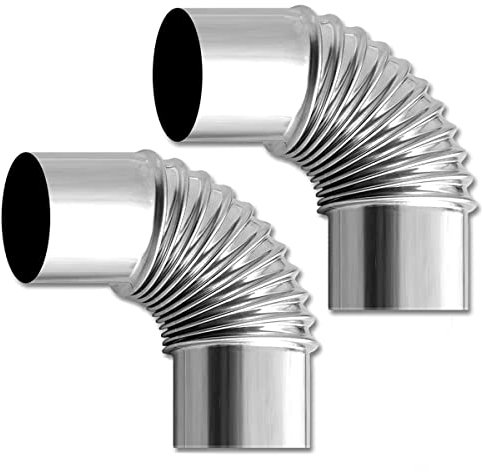 BXHNZSL Tubo Di Scarico Del Tubo a Gomito da 90°, 2 Pezzi in Acciaio Inox Gomito Filettato per Camino Ø 50 Mm Ø 60 Mm Ø 110 Mm Ø 120 Mm, Gomito per Tubo Della Stufa, Tubo Di Scarico Resistente Al Calo