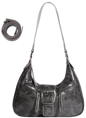 Ausing Damen-Schultertaschen Crossbody Bag Y2K Handtasche Vintage Elegante Leichte Damen Clutch Praktisch Grau