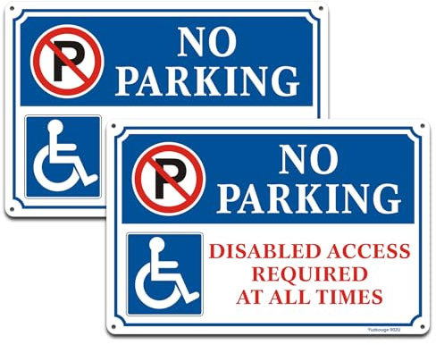 No Parking Disabled Access Required At All Times Sign Aluminum | 2 Pack, 30x20cm, Weatherproof, Fade Resistant,Sturdy Durable Pre-drilled Mounting Holes Sharp Legible Printing