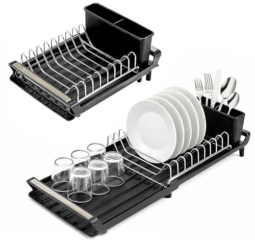 CALIYO Abtropfgestell Geschirr Platzsparender Küchen Organizer,Kleines Spülgestell,Langlebiger Küchenorganizer mit Ableitung,Geeignet für Teller,Becher und Geschirr