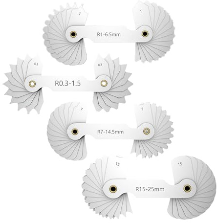 4 herramientas de medición de radio de acero inoxidable R0.3-1.5/R1-6.5/R7-14.5/R15-25