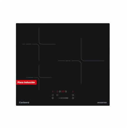 Corberó - Placa de Inducción | CCIM374 | 7400W | 3 Zonas de Cocción | Zona Extra Grande 29 cm | Control Táctil Slider | Booster| Temporizador | Bloqueo seguridad | Lineas