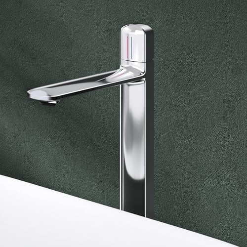 Mai & Mai Wasserhahn Bad 31,3cm hoch, Waschtischarmatur Silber | Einhebelmischer Mischbatterie Bad Armatur Badezimmer aus Messing, mit Wassersparfunktion DIN-Anschlüsse WAO-1190H