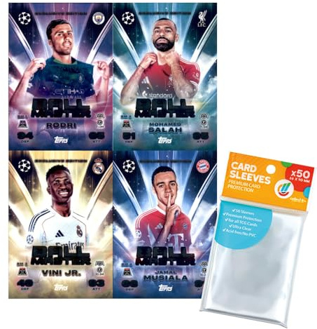 Bundle mit Topps Match Attax Champions League 2025/26 Trading Cards + Exklusive Collect-it Hüllen (Alle 4 Ball Master Karten)