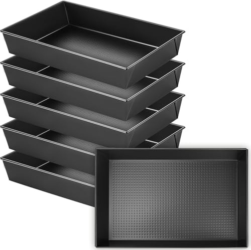 6er Set Rechteckige Deep Dish Pizzableche 36 × 26 × 6 cm