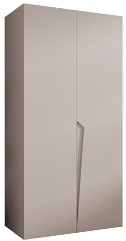 MEBLE KRYSPOL - Kleiderschrank - Garderobenschrank - 100 cm x 202 x 52 cm - Schrank mit Kleiderstange, 2 Türen - für Schlafzimmer, Flur - Piano, Kaschmir, Griff Kaschmir
