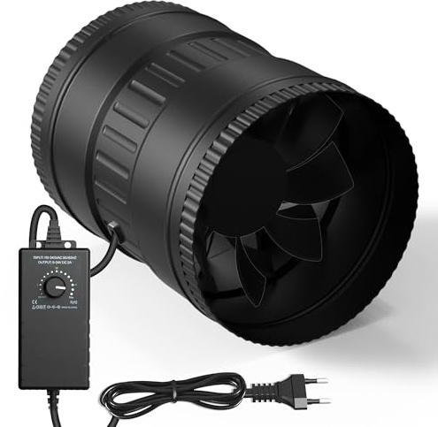 Brogachy Rohrventilator 200mm leiser Rohrlüfter für Growzelte Keller | EC-Motor Abluftventilaton für Heizung, Kühlung,Booster,Wachstumszelte, Hydrokulturen, Heimgebrauch,Belüftung.
