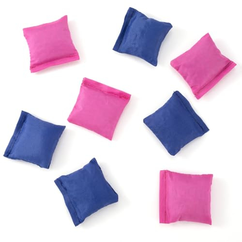 VARMDUKKE 8 Pcs Bean Bags for Tossing, 2 Inch Canvas Corn Hole Bags, Mini Bean Bag Toss for Cornhole Game Replacement for Outdoor Party Sports- Blue, Red