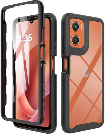ESHUYI Funda para Motorola Moto G06/Moto G06 Power [Protección Completa Anti-caída de 360°] Carcasa Transparente de Grado Militar con Protector de Pantalla Incorporada, Negro