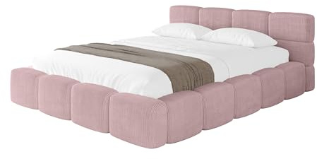ALTDECOR Polsterbett mit Bettkasten und Lattenrost, Bett mit Matratze H3/H4, Kopfteil, Boxbett, Doppelbett mit Stauraum - NATA-v1 180x200 Rosa