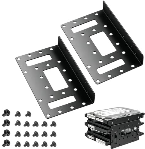 Festplatten Adapter 2,5 auf 3,5 SSD HDD Einbaurahmen mit Schrauben Metall | 2 Stück SSD Metall Montagehalterung, Wechselrahmen PC Computer Halterung 2,5 Zoll bis 3,5 Zoll Festplatten Halter