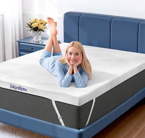 SakuraHome Matratzentopper 180x200cm - H3/H2 Gel Memory-Schaum Matratzen Topper, ca. 8cm Höhe, für Boxspringbett Schlafsofa,CertiPUR-US & Öko-Tex Zertifiziert